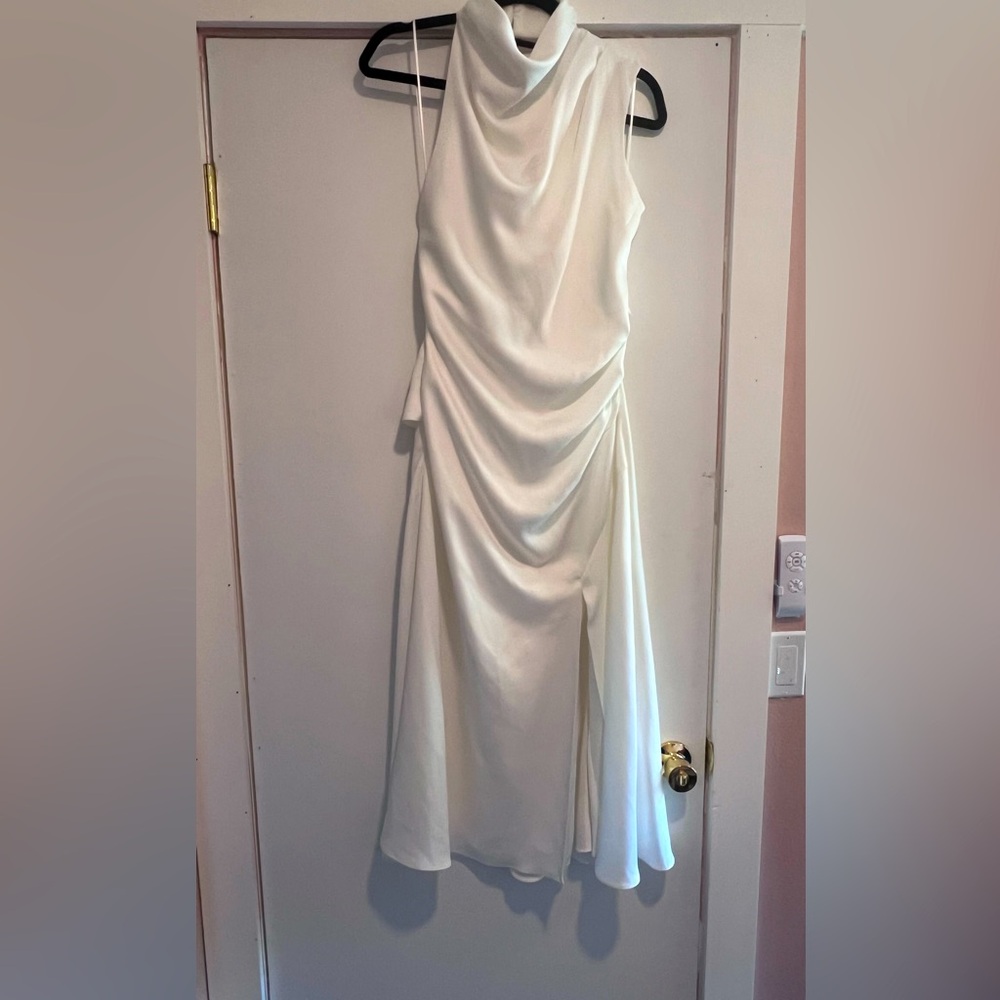 Misha ROBBIA SATIN MIDI DRESS